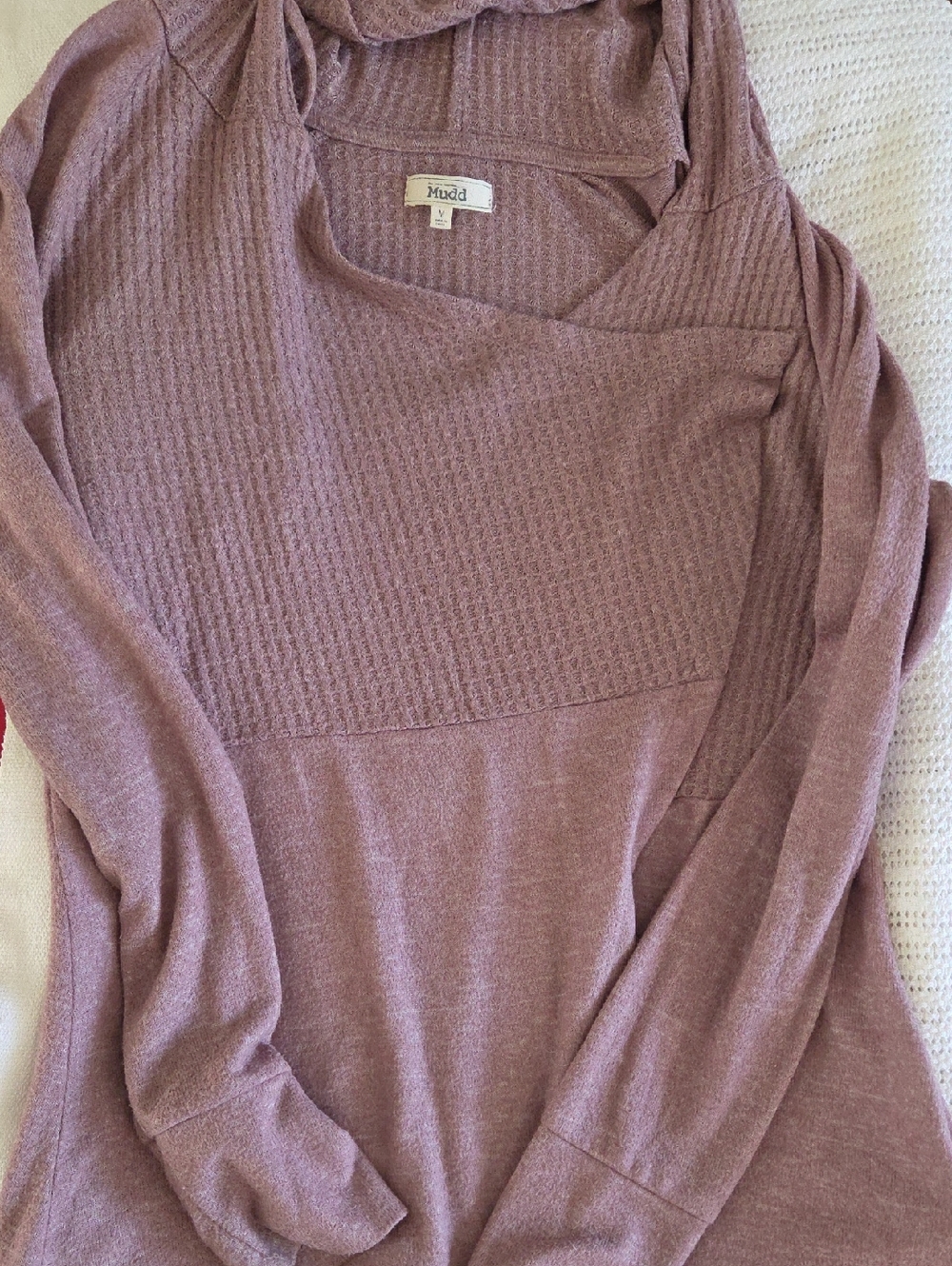 Mudd Mauve Ribbed Knit Hooded Pullover